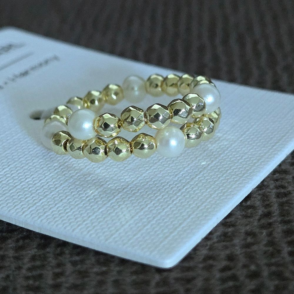 Freshwater Pearls and Gold💛 Hematite Beads Adjustable Wrap Ring💍 - NWT - Picture 11 of 16